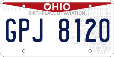 OH license plate GPJ8120