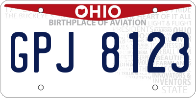 OH license plate GPJ8123
