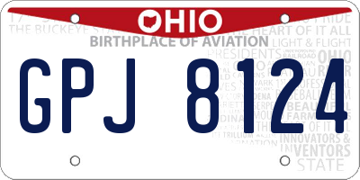 OH license plate GPJ8124