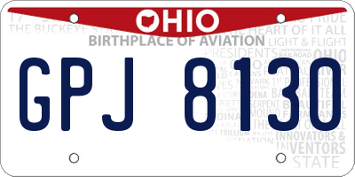 OH license plate GPJ8130