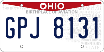 OH license plate GPJ8131