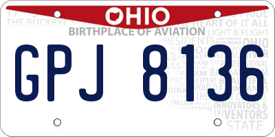 OH license plate GPJ8136