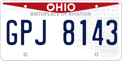 OH license plate GPJ8143