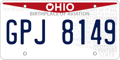 OH license plate GPJ8149