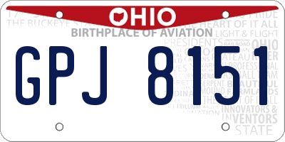 OH license plate GPJ8151
