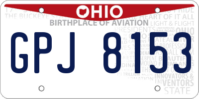 OH license plate GPJ8153