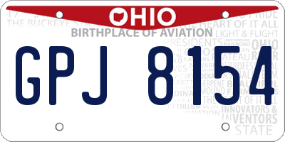 OH license plate GPJ8154