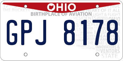 OH license plate GPJ8178