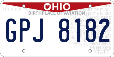 OH license plate GPJ8182