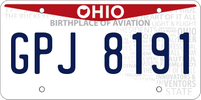 OH license plate GPJ8191