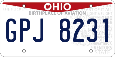 OH license plate GPJ8231