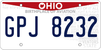 OH license plate GPJ8232