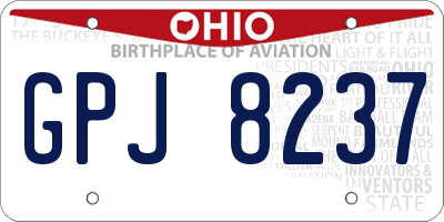 OH license plate GPJ8237