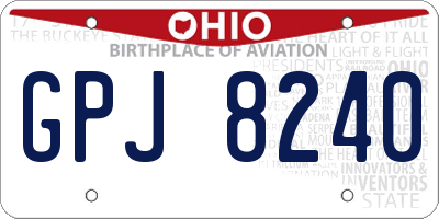OH license plate GPJ8240