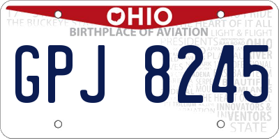 OH license plate GPJ8245