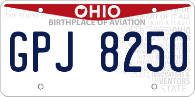 OH license plate GPJ8250