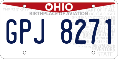 OH license plate GPJ8271