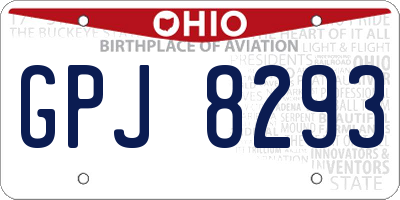 OH license plate GPJ8293