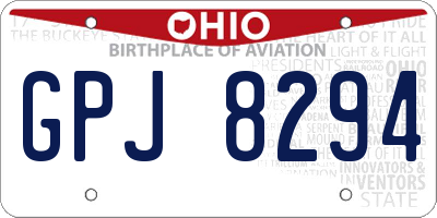 OH license plate GPJ8294