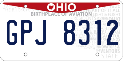 OH license plate GPJ8312