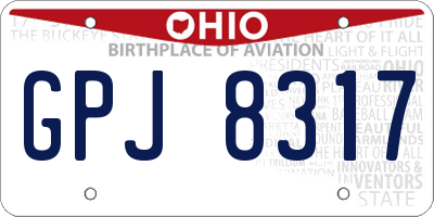 OH license plate GPJ8317