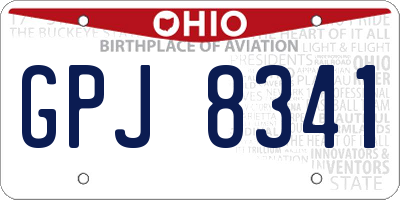 OH license plate GPJ8341