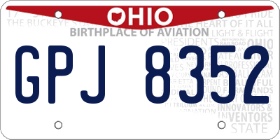 OH license plate GPJ8352
