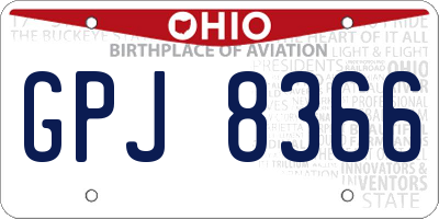OH license plate GPJ8366