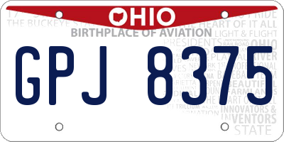 OH license plate GPJ8375
