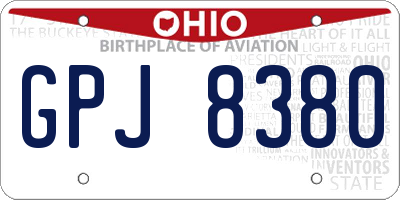 OH license plate GPJ8380