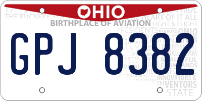 OH license plate GPJ8382
