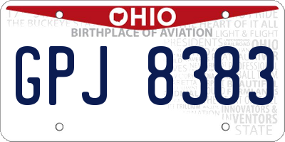 OH license plate GPJ8383
