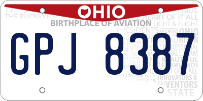 OH license plate GPJ8387