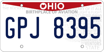 OH license plate GPJ8395