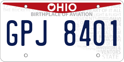 OH license plate GPJ8401