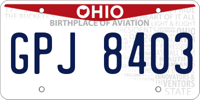 OH license plate GPJ8403