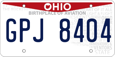OH license plate GPJ8404