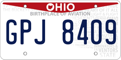 OH license plate GPJ8409
