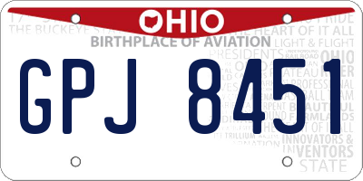 OH license plate GPJ8451