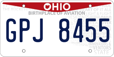 OH license plate GPJ8455