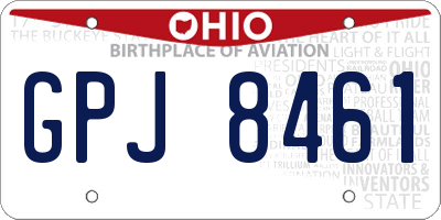OH license plate GPJ8461