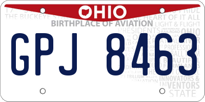 OH license plate GPJ8463