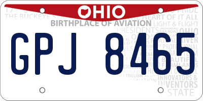 OH license plate GPJ8465