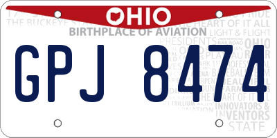 OH license plate GPJ8474