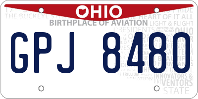 OH license plate GPJ8480