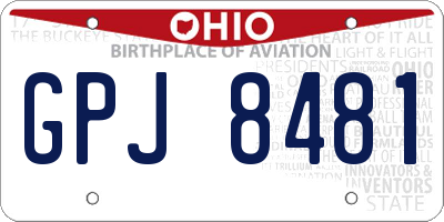 OH license plate GPJ8481