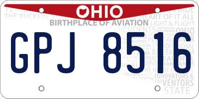 OH license plate GPJ8516