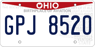OH license plate GPJ8520