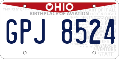 OH license plate GPJ8524