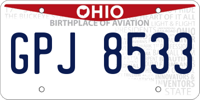 OH license plate GPJ8533